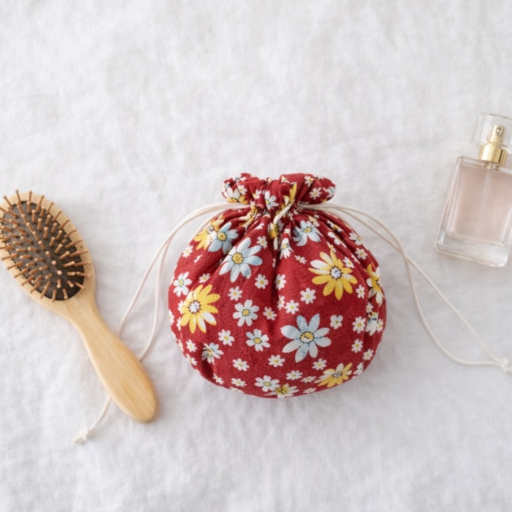 Fabric Jewelry & Makeup Pouch | Floral Drawstring Travel Holder